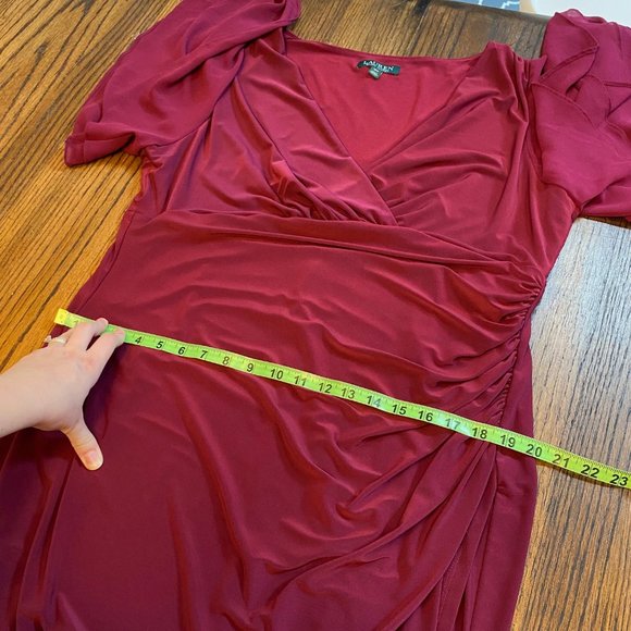 Lauren Ralph Lauren Flutter-Sleeve Dress Stretch in Exotic Ruby Size 16W - Picture 9 of 16